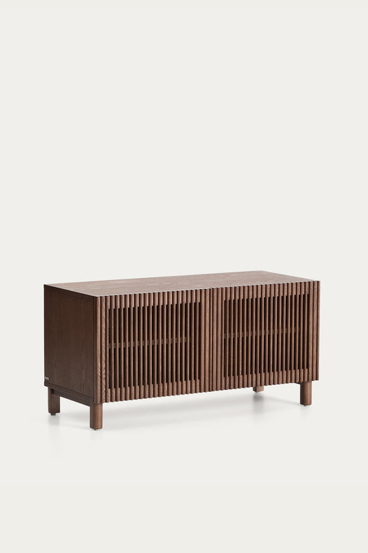 KIRA SHOE RACK IN OAK VENEER AND SOLID OAK WOOD WITH WALNUT FINISH