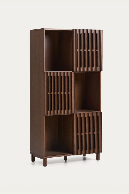 KIRA SHELF UNIT IN OAK VENEER AND SOLID OAK WOOD WITH WALNUT FINISH