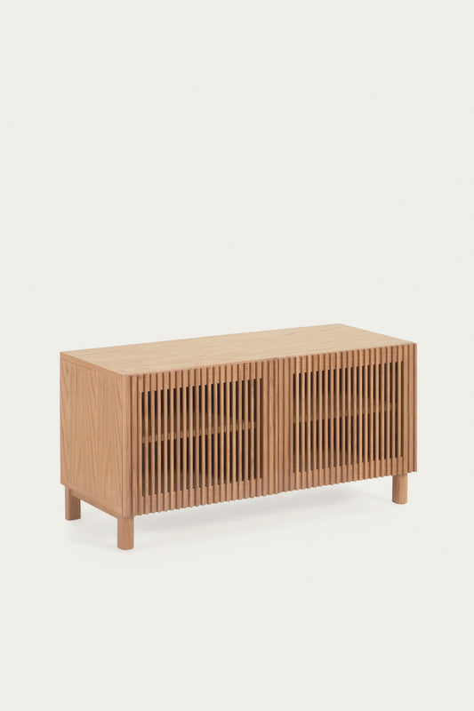 KIRA 2-DOOR SHOE RACK IN SOLID OAK WOOD AND OAK VENEER