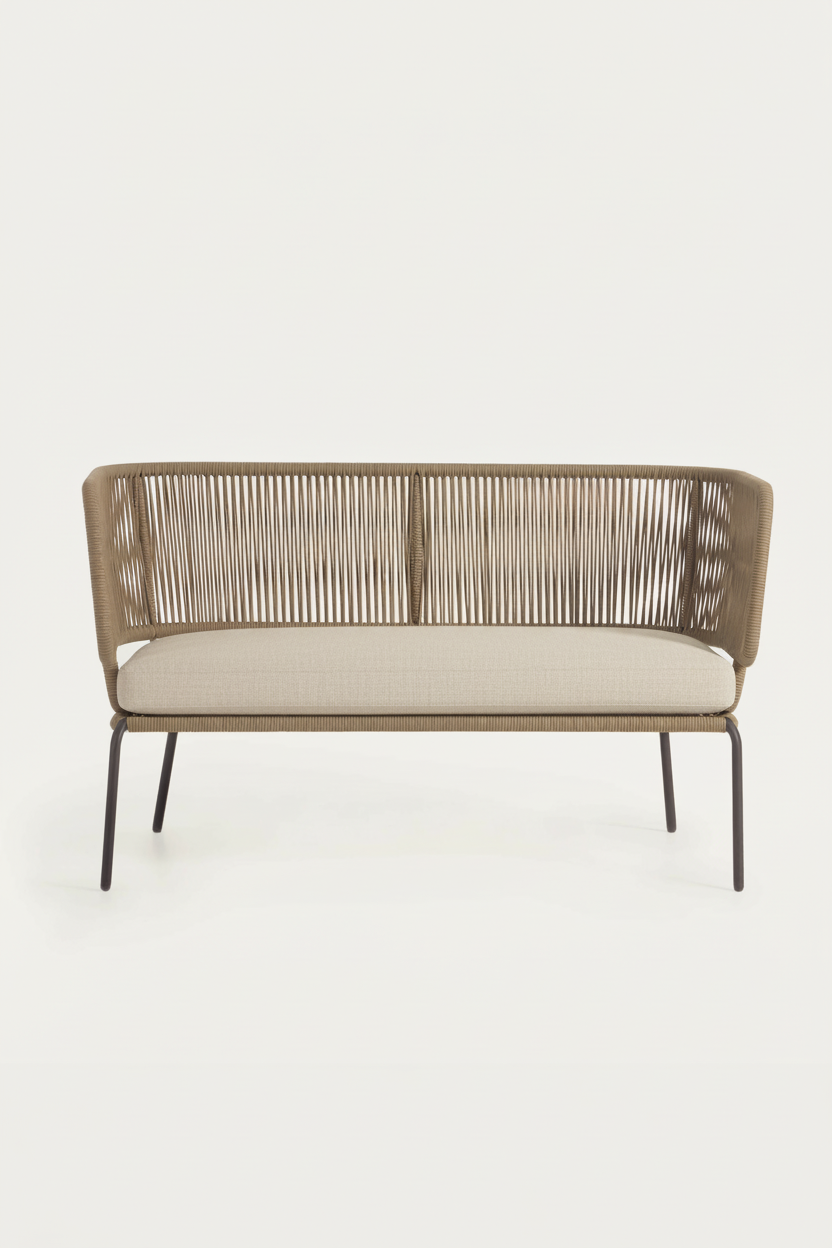 ELIZA 2 SEATER SOFA IN BEIGE CORD WITH GALVANISED STEEL LEGS