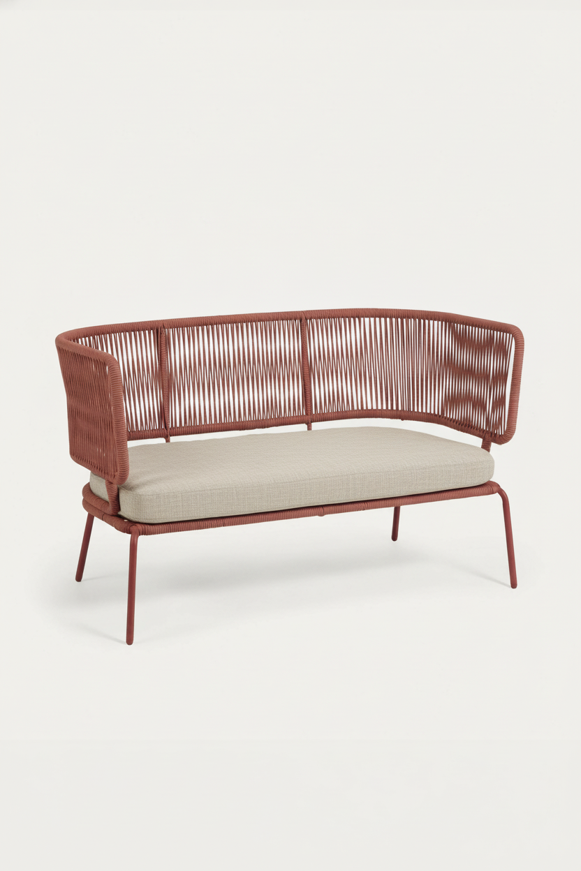 ELIZA 2 SEATER SOFA IN RED CORD WITH GALVANISED STEEL LEGS