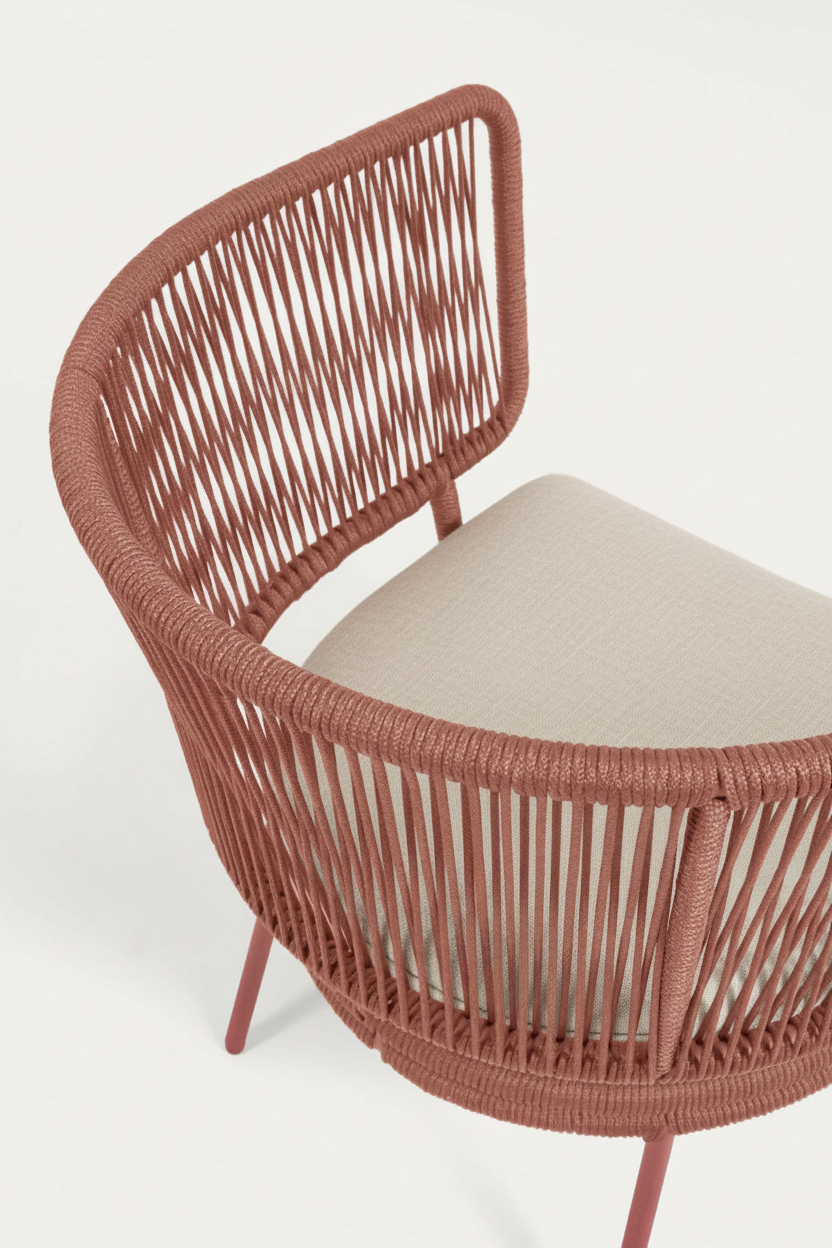 ELIZA ARMCHAIR IN RED CORD WITH GALVANISED STEEL LEGS