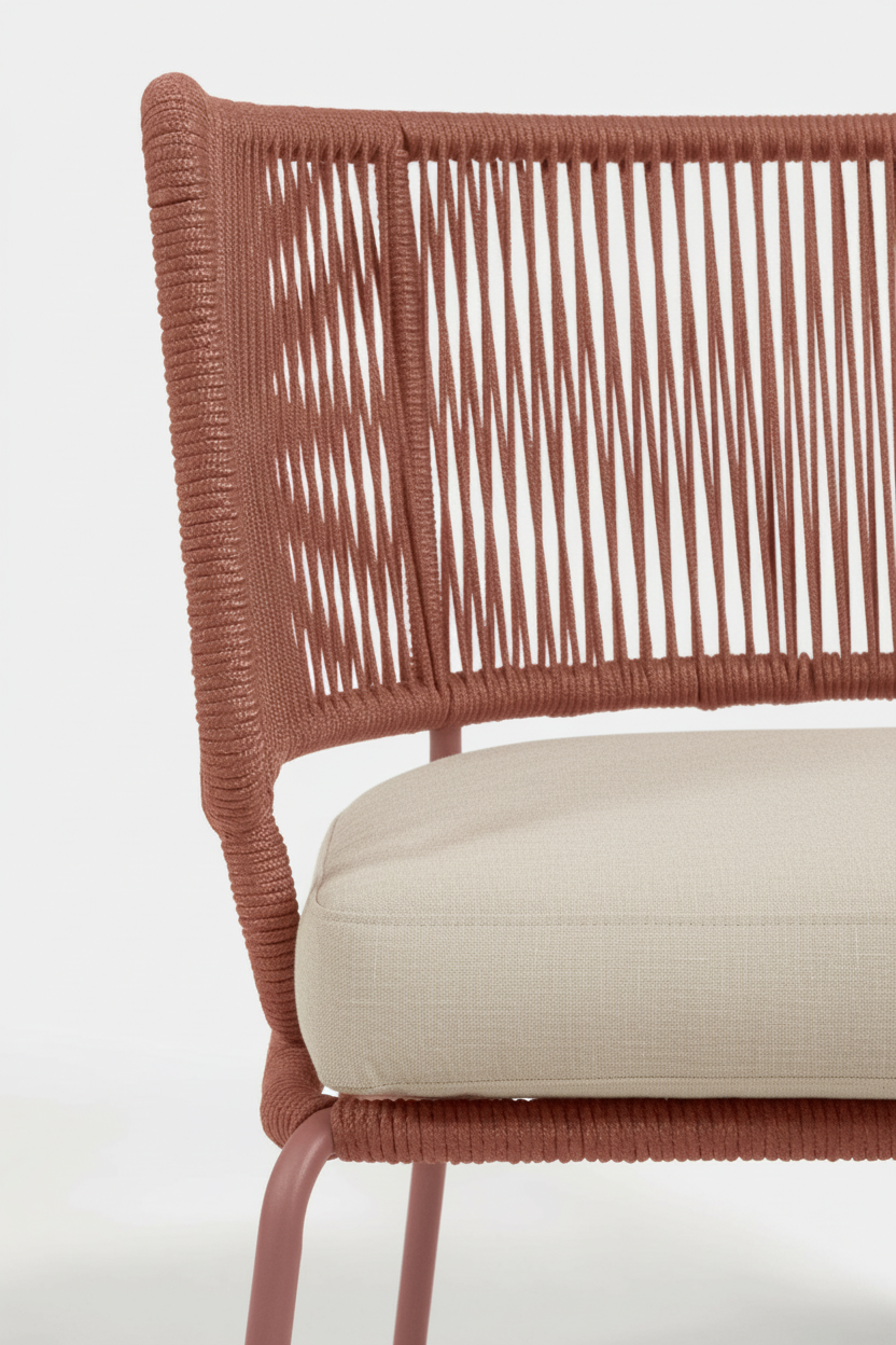 ELIZA ARMCHAIR IN RED CORD WITH GALVANISED STEEL LEGS