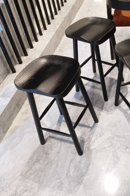 BLACK OAK WOOD WAVE STOOL