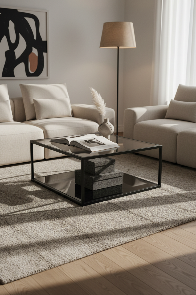 LIVIA BLACK SQUARE COFFEE TABLE