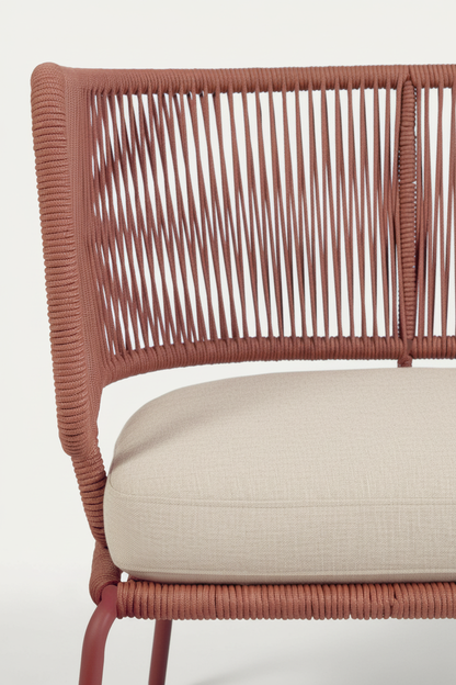 ELIZA 2 SEATER SOFA IN RED CORD WITH GALVANISED STEEL LEGS