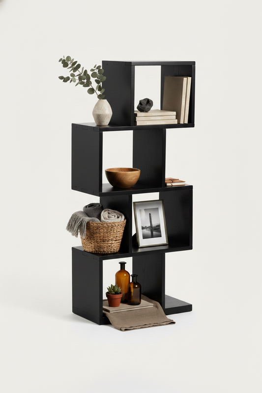 AROBA BLACK SHELVING UNIT