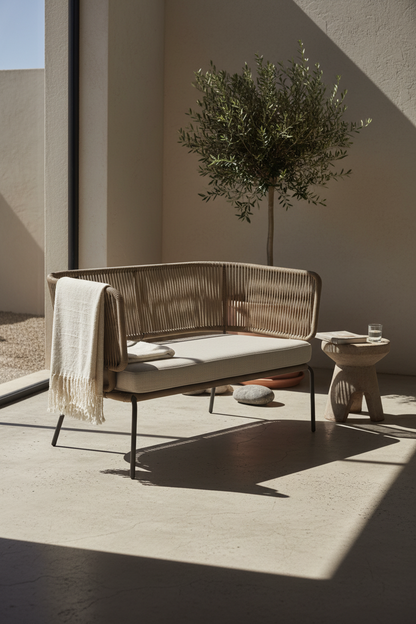 ELIZA 2 SEATER SOFA IN BEIGE CORD WITH GALVANISED STEEL LEGS