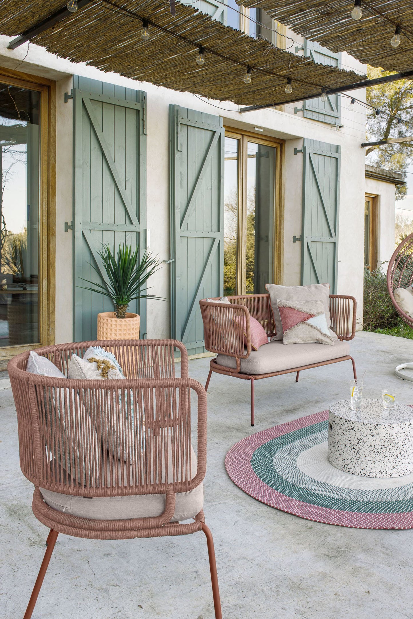 ELIZA 2 SEATER SOFA IN RED CORD WITH GALVANISED STEEL LEGS