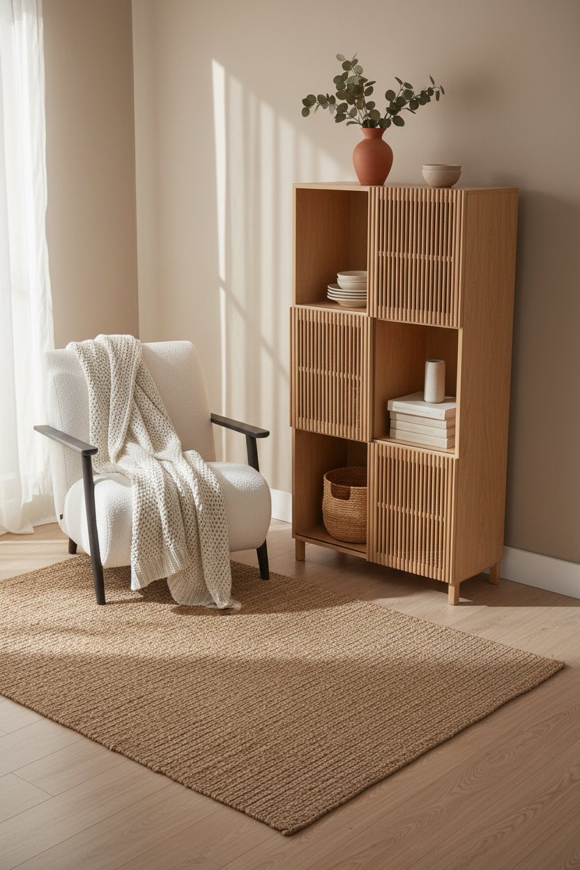 KIRA SHELF UNIT IN SOLID OAK WOOD AND OAK VENEER
