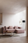 LILY 4 SEATER SOFA WITH RIGHT-HAND CHAISE LONGUE IN PINK