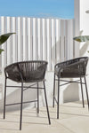 ARIANA BLACK ROPE STOOL WITH GALVANISED STEEL LEGS