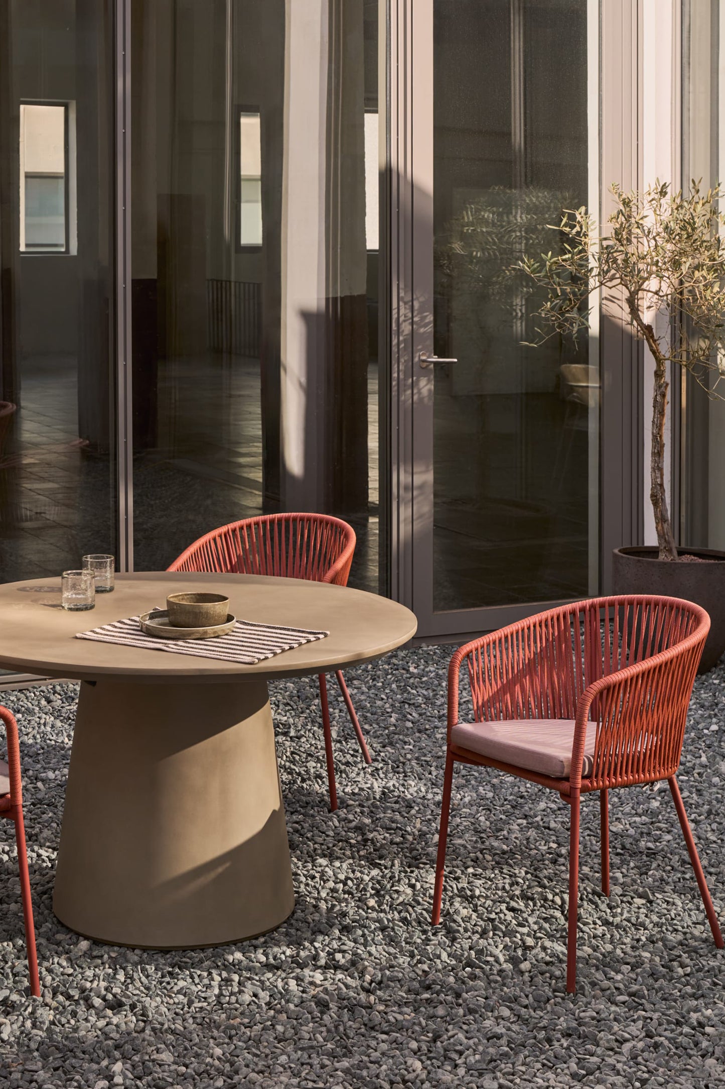 ARIANA RED ROPE CHAIR WITH GALVANISED STEEL LEGS