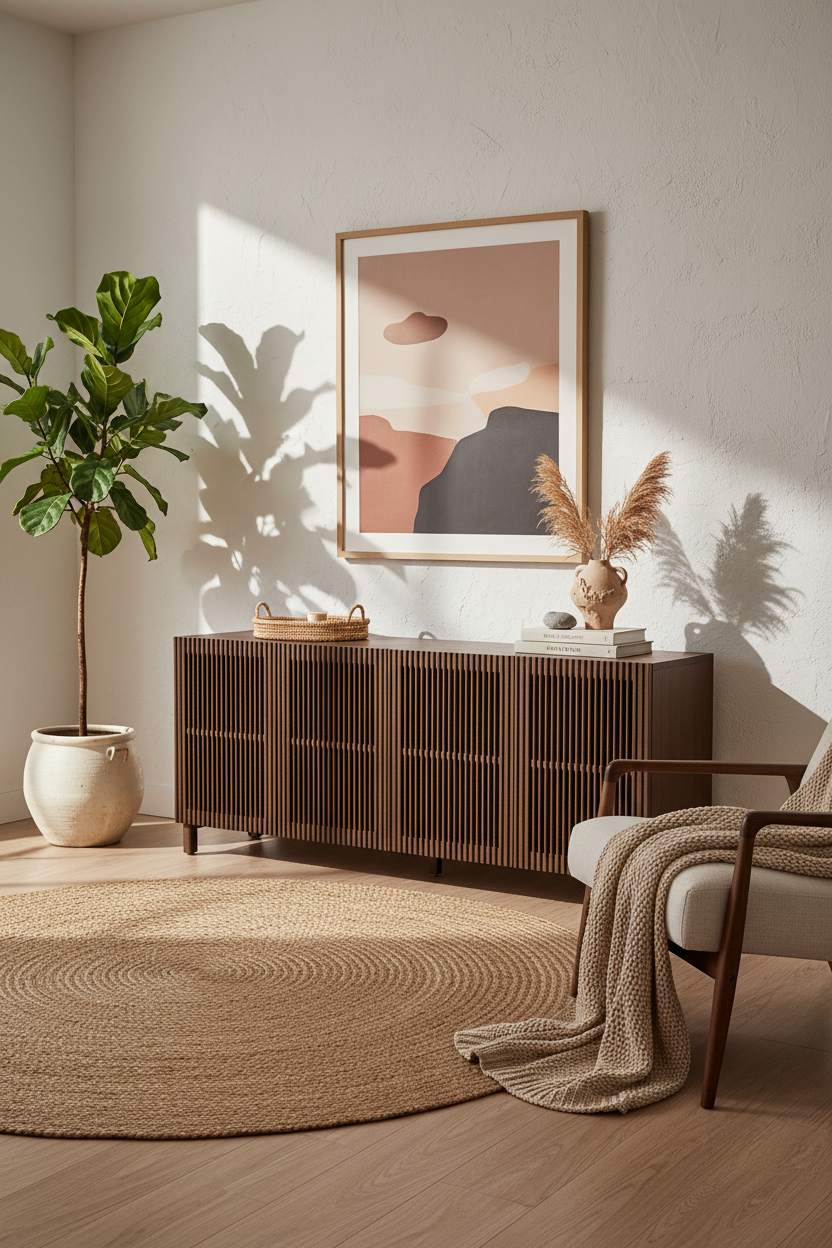 KIRA SIDEBOARD IN OAK VENEER AND SOLID OAK WOOD WITH WALNUT FINISH