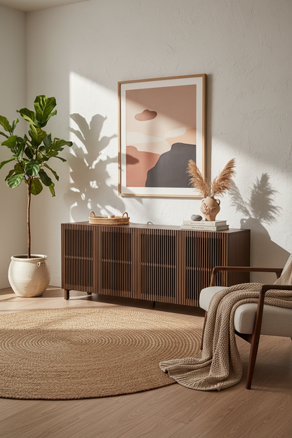 KIRA SIDEBOARD IN OAK VENEER AND SOLID OAK WOOD WITH WALNUT FINISH