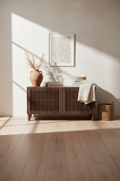 KIRA SHOE RACK IN OAK VENEER AND SOLID OAK WOOD WITH WALNUT FINISH