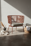 ELIZA ARMCHAIR IN RED CORD WITH GALVANISED STEEL LEGS
