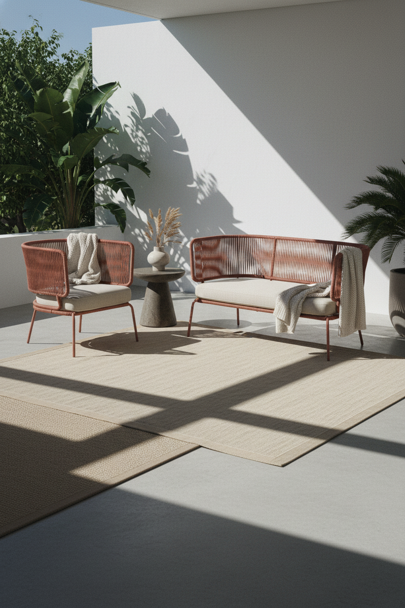 ELIZA 2 SEATER SOFA IN RED CORD WITH GALVANISED STEEL LEGS