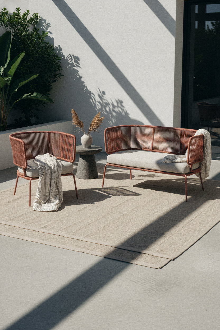 ELIZA 2 SEATER SOFA IN RED CORD WITH GALVANISED STEEL LEGS