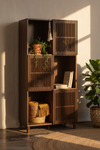 KIRA SHELF UNIT IN OAK VENEER AND SOLID OAK WOOD WITH WALNUT FINISH