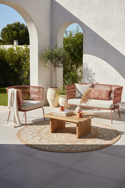 ELIZA 2 SEATER SOFA IN RED CORD WITH GALVANISED STEEL LEGS