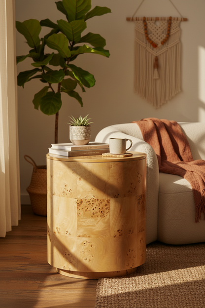 MAPPA BURL VENEER SIDE TABLE
