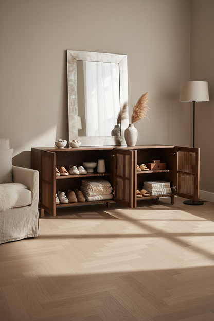 KIRA SIDEBOARD IN OAK VENEER AND SOLID OAK WOOD WITH WALNUT FINISH