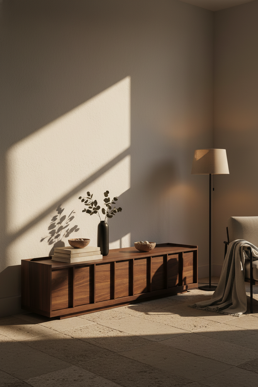 LUMI TV STAND WITH A WALNUT VENEER IN A DARK FINISH