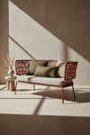 ELIZA 2 SEATER SOFA IN RED CORD WITH GALVANISED STEEL LEGS