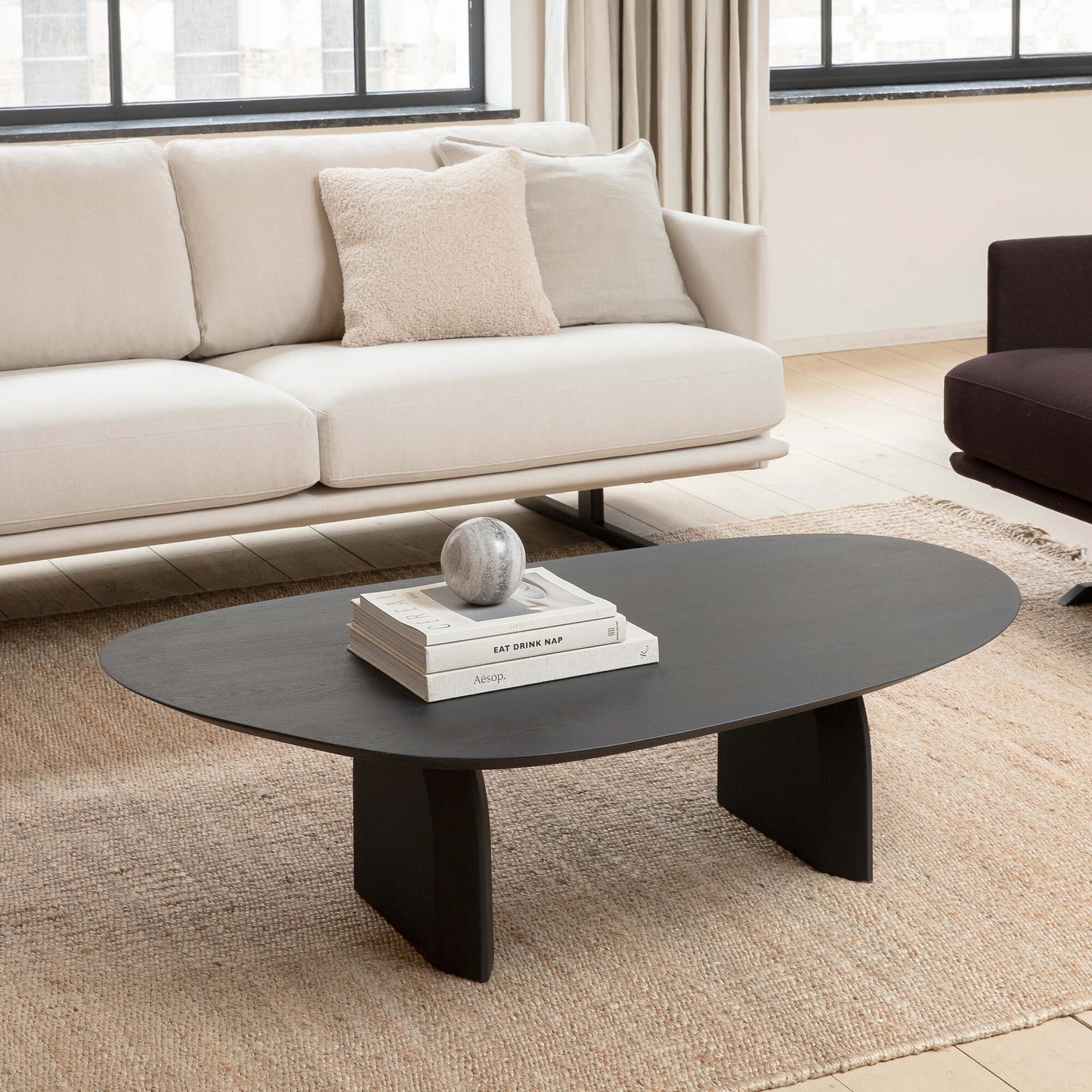 CALLA NATURAL OAK COFFEE TABLE IN BLACK