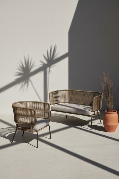 ELIZA ARMCHAIR IN BEIGE CORD WITH GALVANISED STEEL LEGS