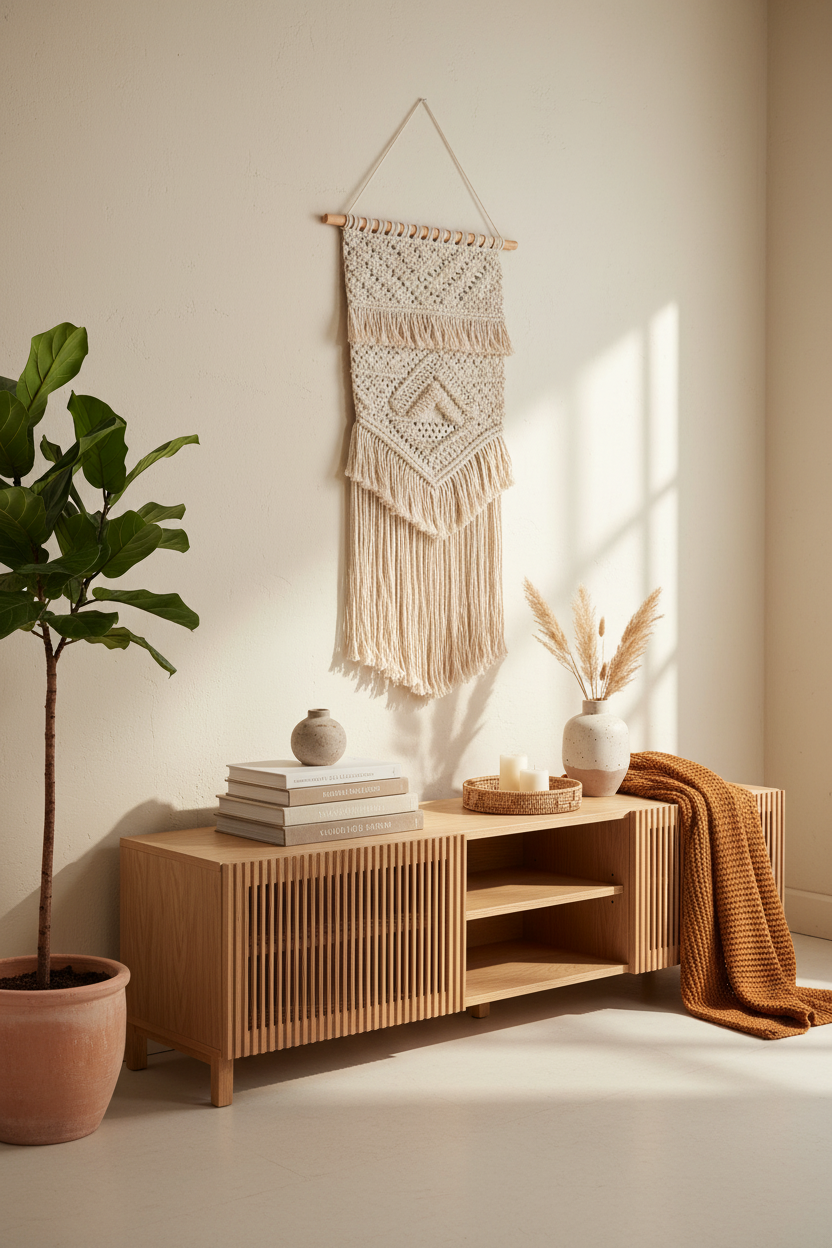 KIRA 2-DOOR TV STAND IN SOLID OAK WOOD AND OAK VENEER