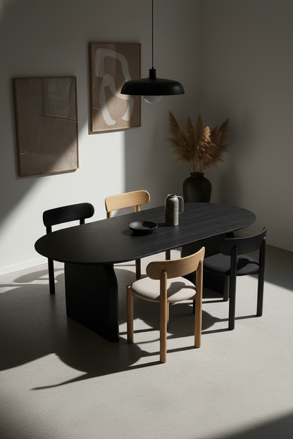 CALLA NATURAL OAK DINING TABLE IN BLACK