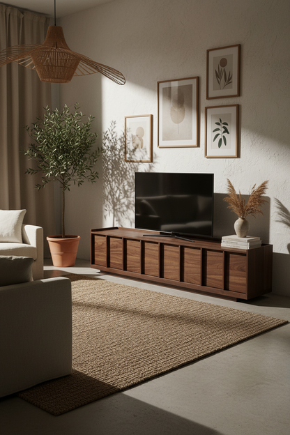 LUMI TV STAND WITH A WALNUT VENEER IN A DARK FINISH