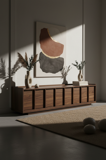 LUMI TV STAND WITH A WALNUT VENEER IN A DARK FINISH