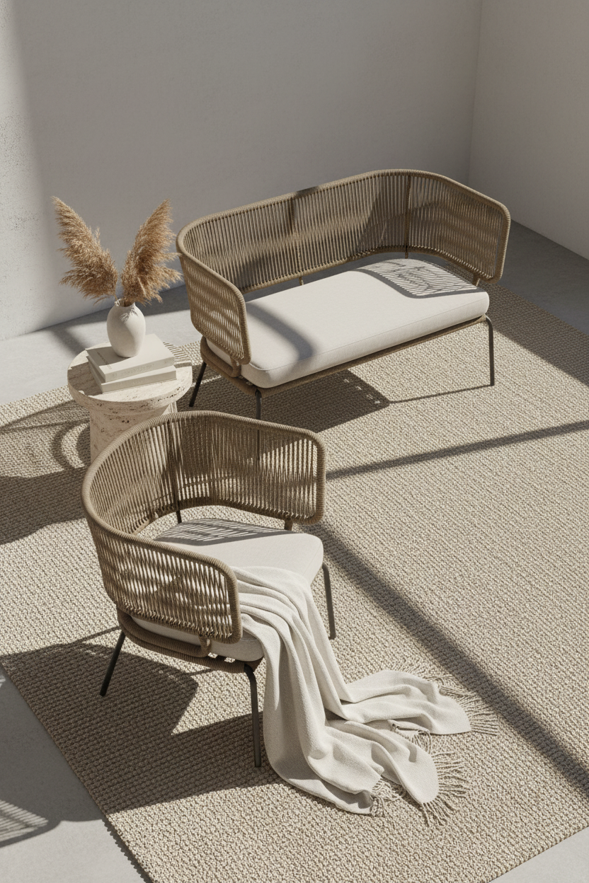 ELIZA ARMCHAIR IN BEIGE CORD WITH GALVANISED STEEL LEGS