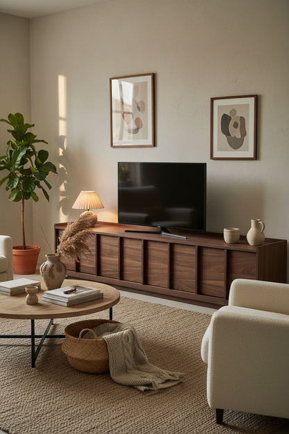LUMI TV STAND WITH A WALNUT VENEER IN A DARK FINISH