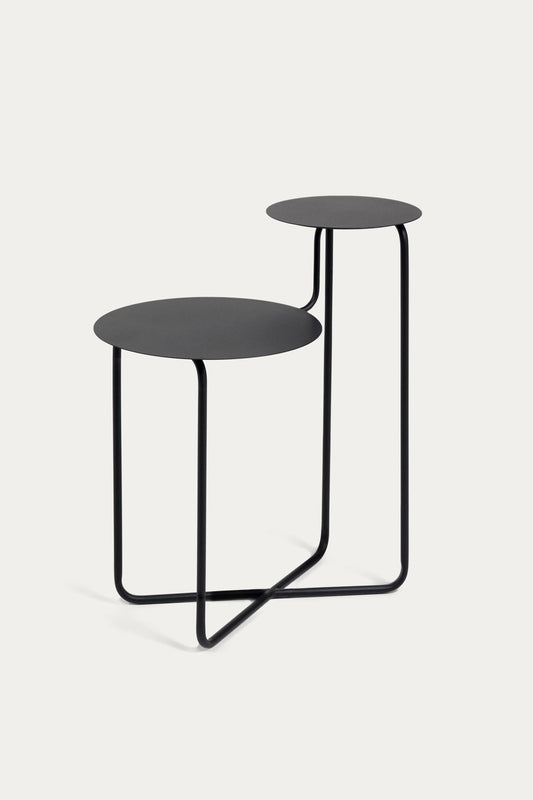 FLORA ROUND BLACK METAL SIDE TABLE