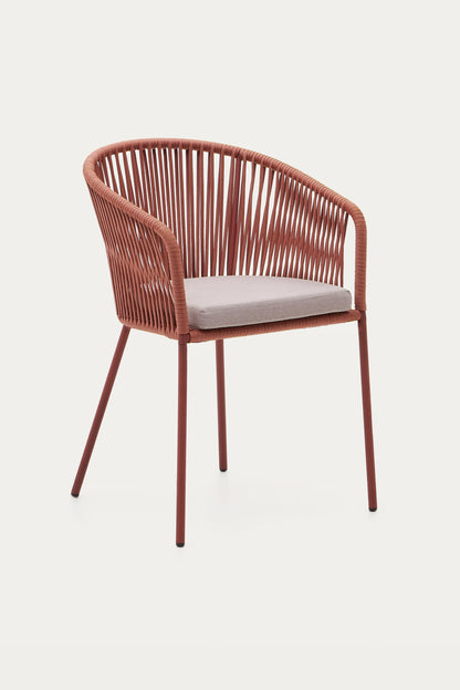 ARIANA RED ROPE CHAIR WITH GALVANISED STEEL LEGS