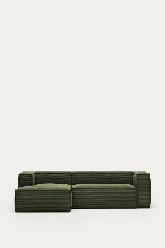 LILY 3 SEATER SOFA WITH LEFT-HAND CHAISE LONGUE IN GREEN