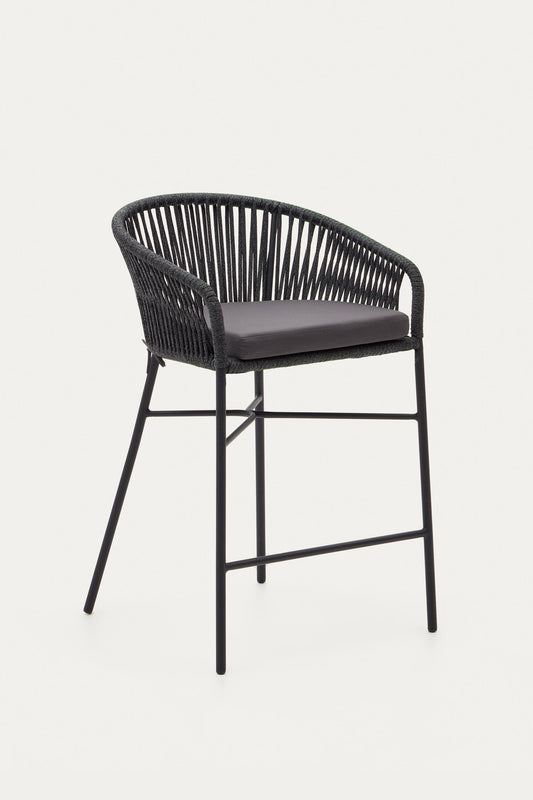 ARIANA BLACK ROPE STOOL WITH GALVANISED STEEL LEGS