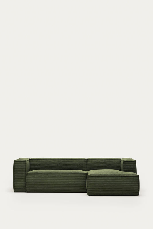 LILY 3 SEATER SOFA WITH RIGHT-HAND CHAISE LONGUE IN GREEN