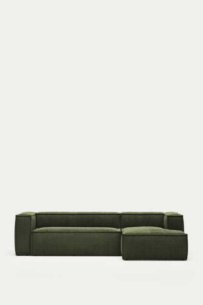 LILY 4 SEATER SOFA WITH RIGHT-HAND CHAISE LONGUE IN GREEN