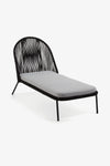 ANYA LOUNGER IN BLACK CORD AND GALVANISED STEEL LEGS