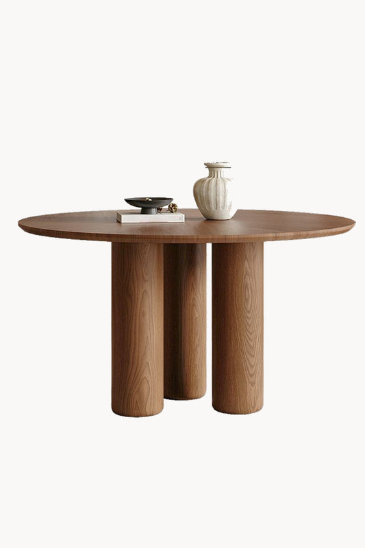 LANA BROWN OAK ROUND DINING TABLE