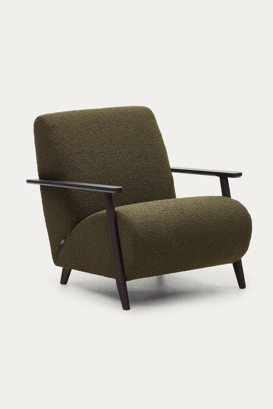 ALICICA ARMCHAIR IN Green BOUCLE AND BLACK FINISH