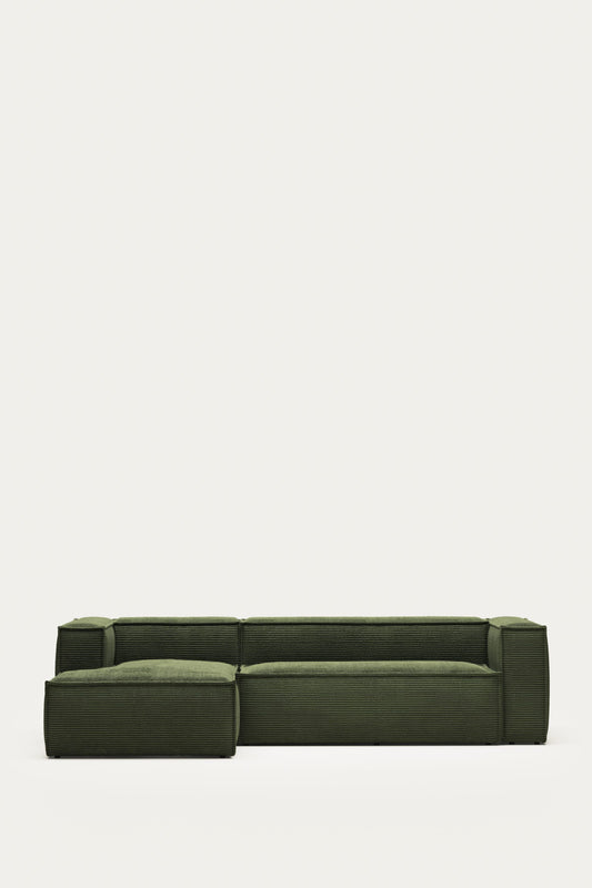 LILY 4 SEATER SOFA WITH LEFT-HAND CHAISE LONGUE IN GREEN