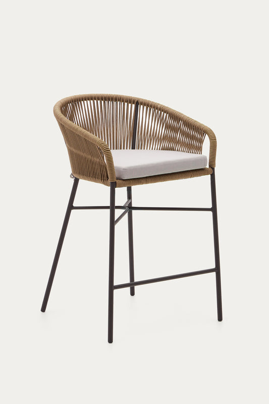 ARIANA BEIGE ROPE STOOL WITH GALVANISED STEEL LEGS