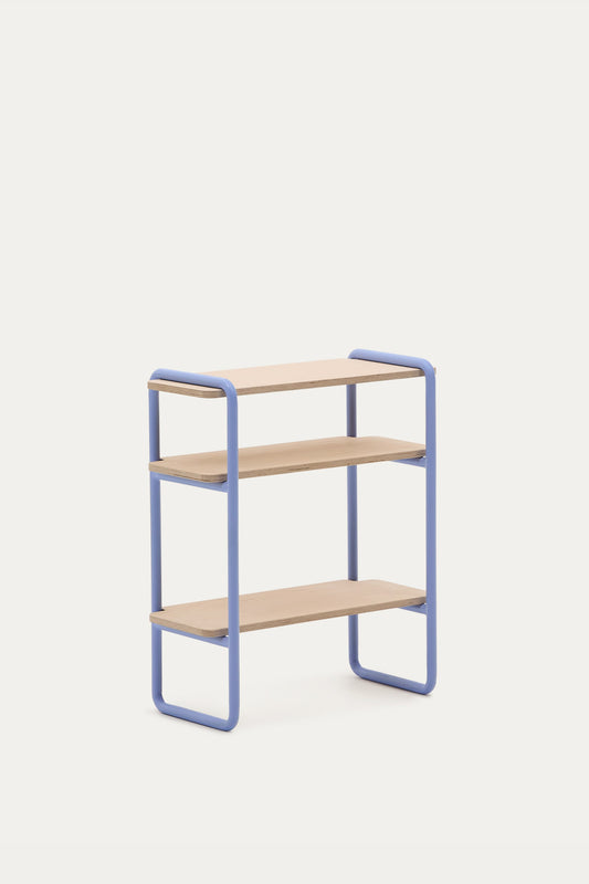 VERA ASH VENEER SHELF WITH A BLUE METAL STRUCTURE