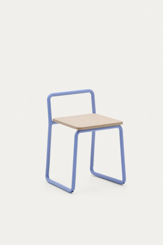 VERA ASH VENEER CHAIR WITH A BLUE METAL STRUCTURE